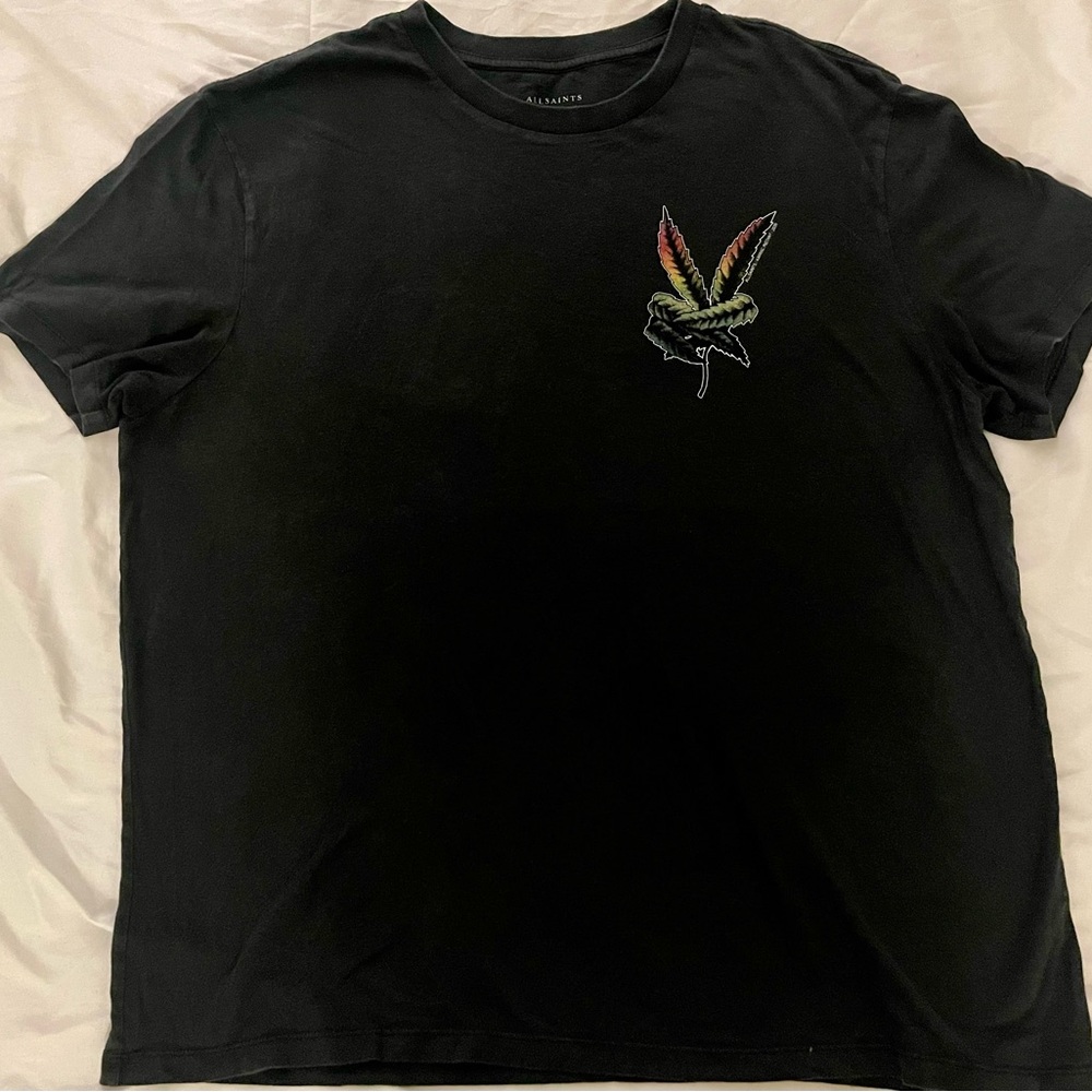 All Saints Black Tee with Colorful Graphic